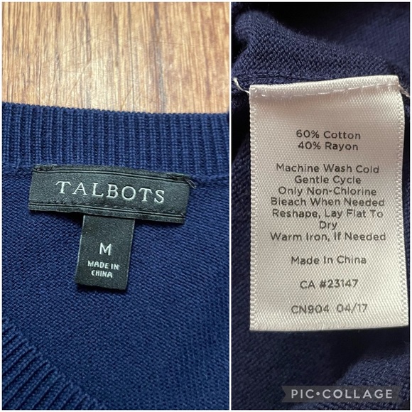 Talbots Intarsia navy Cat sweater size M - Picture 13 of 16